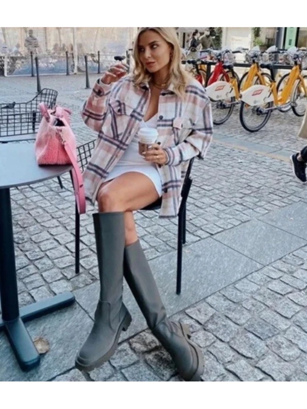 Zara Tall Chunky Rubber Boots in Khaki Green